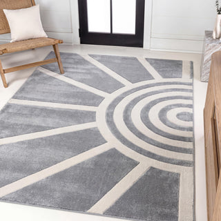 Nordic MidCentury Scandinavian Abstract Sun Two-Tone High-Low Area Rug