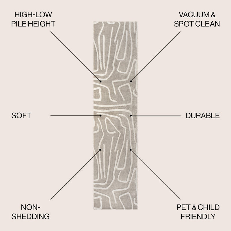Alcina Modern Scandinavian Graphic Lines High-Low Area Rug