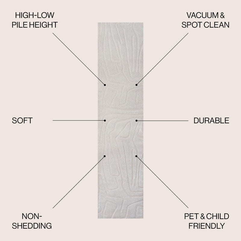 Alcina Modern Scandinavian Graphic Lines High-Low Area Rug