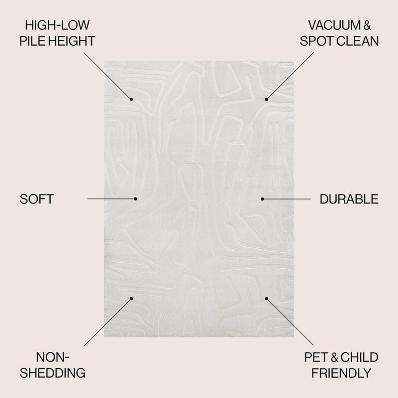 Alcina Modern Scandinavian Graphic Lines High-Low Area Rug