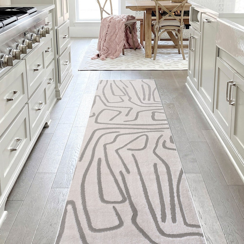 Alcina Modern Scandinavian Graphic Lines High-Low Area Rug