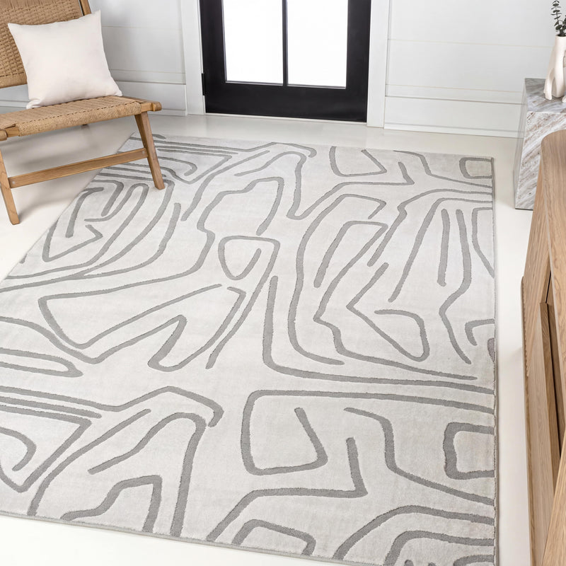 Alcina Modern Scandinavian Graphic Lines High-Low Area Rug