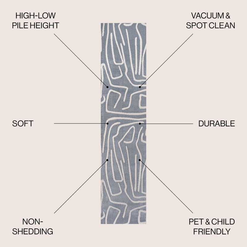 Alcina Modern Scandinavian Graphic Lines High-Low Area Rug