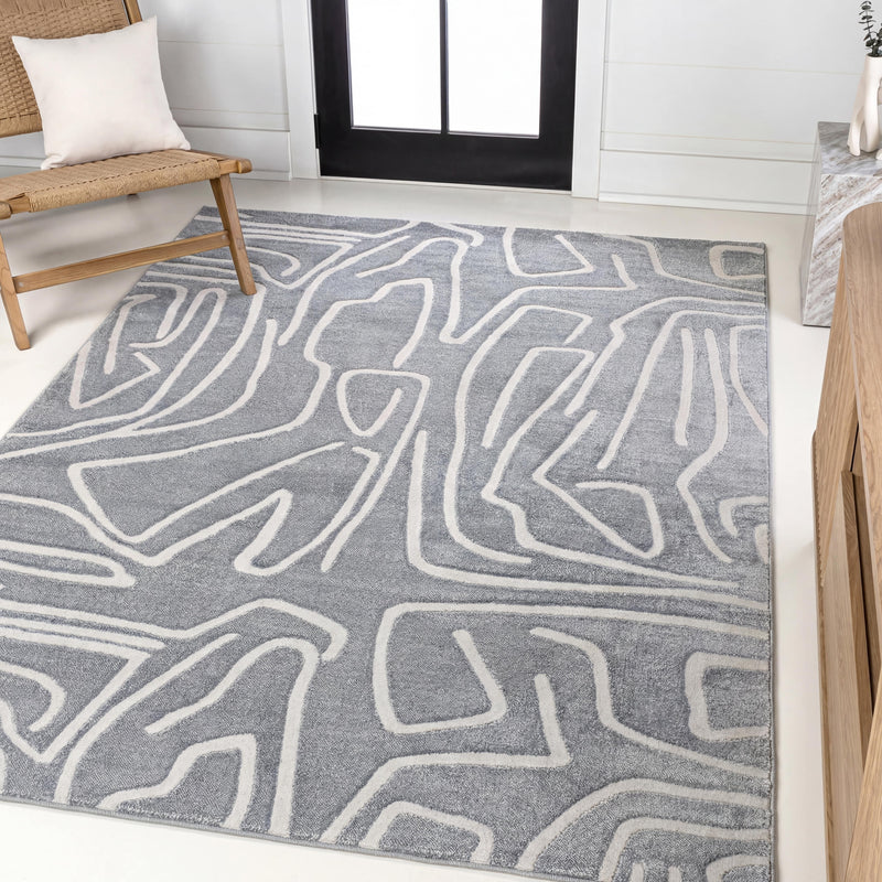 Alcina Modern Scandinavian Graphic Lines High-Low Area Rug