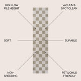 Modern Geometric Checkerboard High-Low Area Rug
