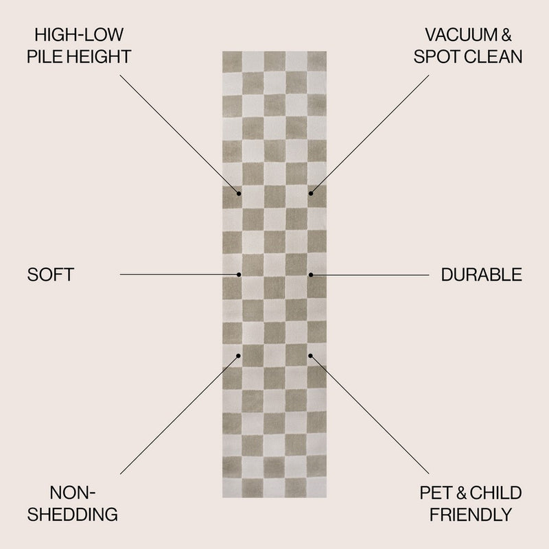 Modern Geometric Checkerboard High-Low Area Rug