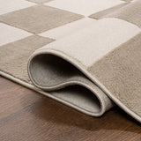 Modern Geometric Checkerboard High-Low Area Rug
