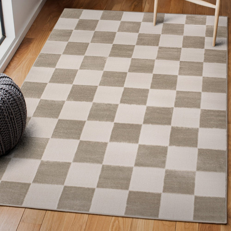 Modern Geometric Checkerboard High-Low Area Rug