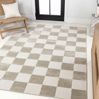 Modern Geometric Checkerboard High-Low Area Rug