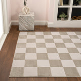 Modern Geometric Checkerboard High-Low Area Rug