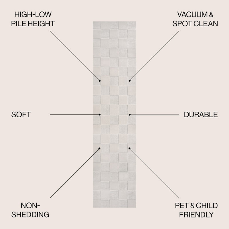 Modern Geometric Checkerboard High-Low Area Rug