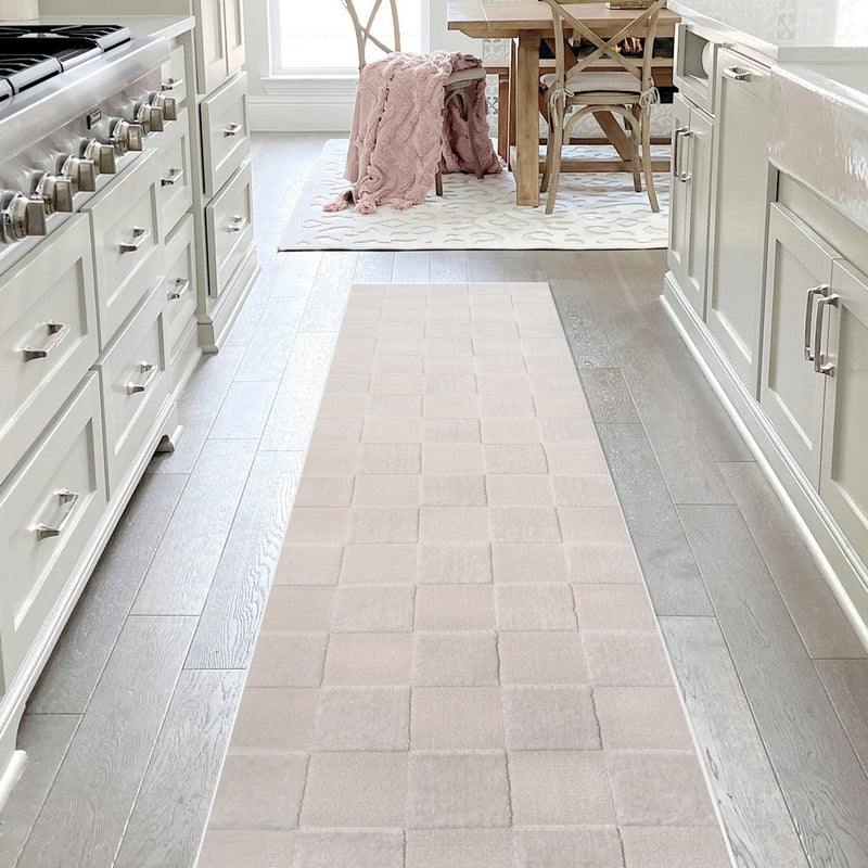 Modern Geometric Checkerboard High-Low Area Rug