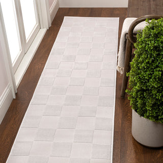Modern Geometric Checkerboard High-Low Area Rug