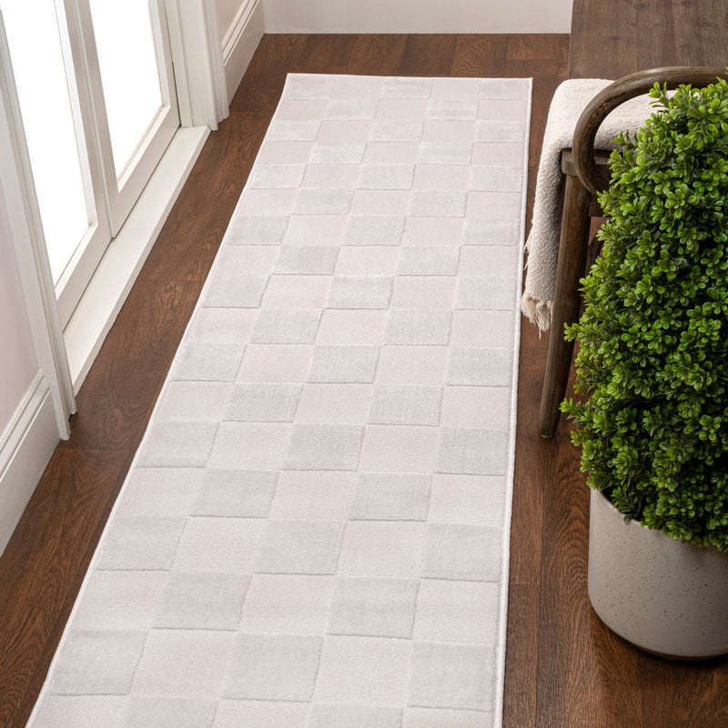 Modern Geometric Checkerboard High-Low Area Rug