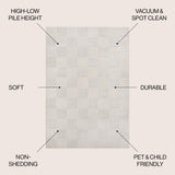 Modern Geometric Checkerboard High-Low Area Rug
