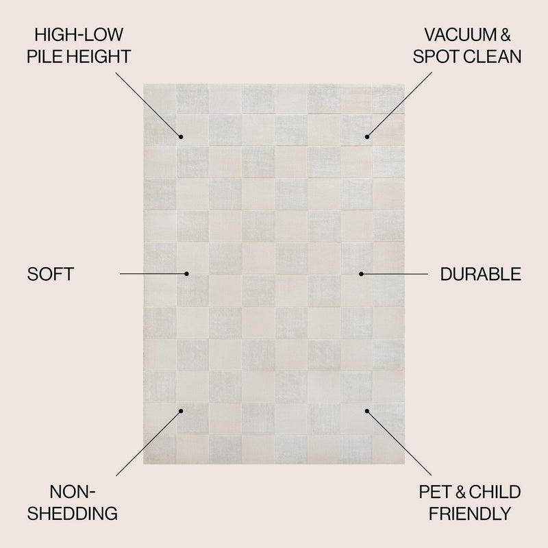 Modern Geometric Checkerboard High-Low Area Rug