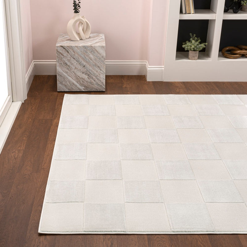 Modern Geometric Checkerboard High-Low Area Rug