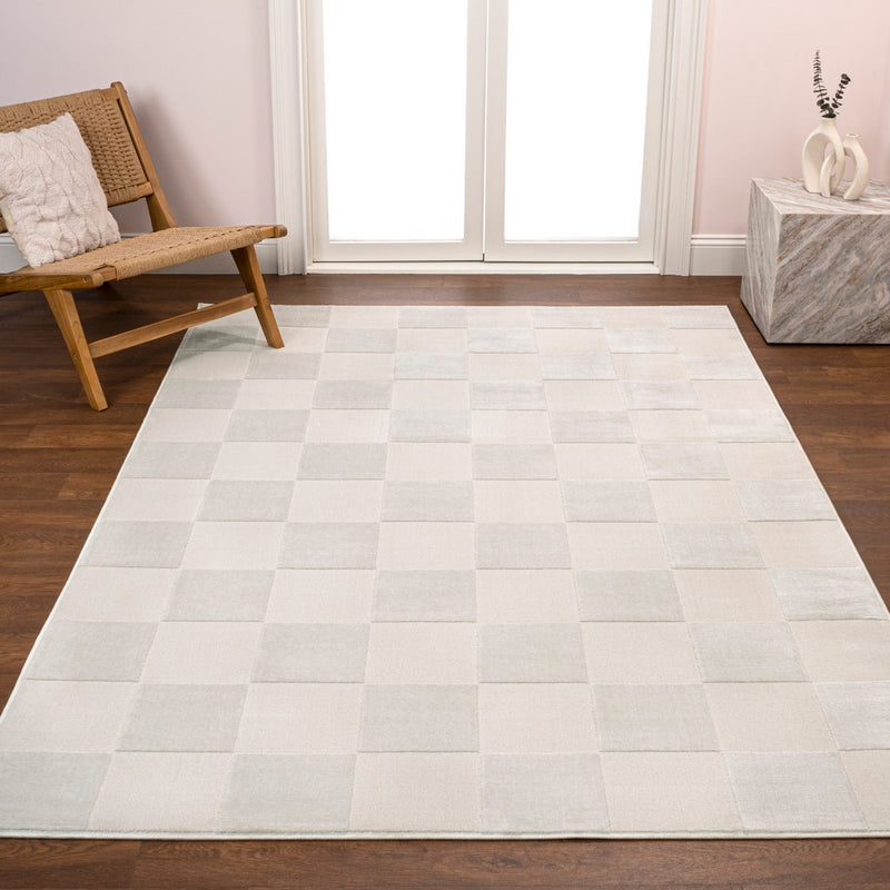 Modern Geometric Checkerboard High-Low Area Rug