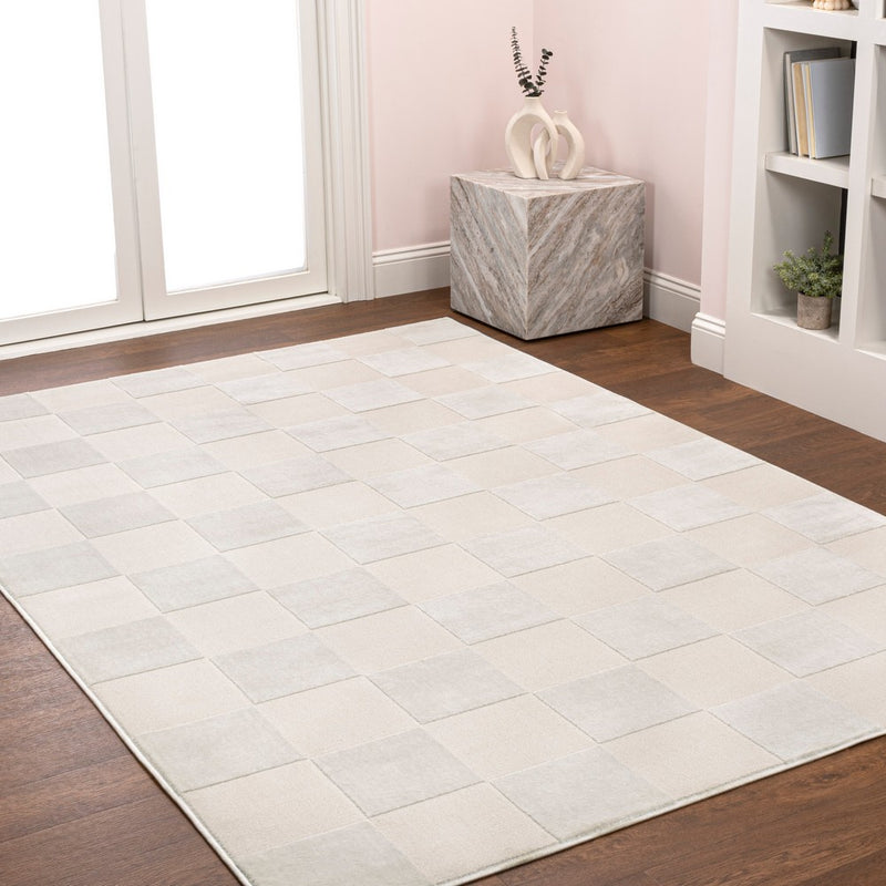 Modern Geometric Checkerboard High-Low Area Rug