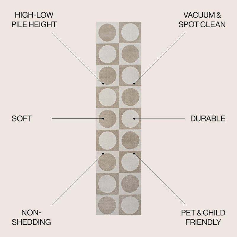 Geometric Modern Geometric Circles In Squares High-Low Area Rug