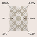 Geometric Modern Geometric Circles In Squares High-Low Area Rug