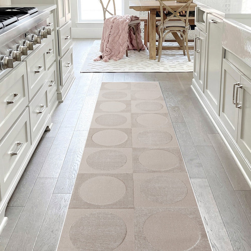 Geometric Modern Geometric Circles In Squares High-Low Area Rug