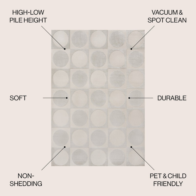 Geometric Modern Geometric Circles In Squares High-Low Area Rug