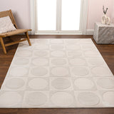 Geometric Modern Geometric Circles In Squares High-Low Area Rug