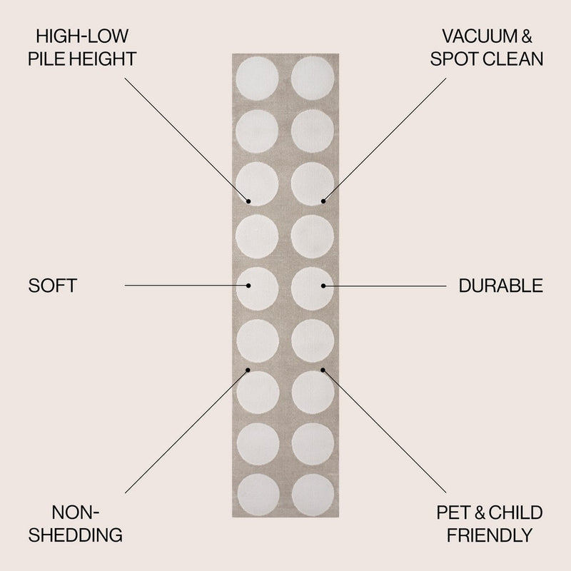 Adrian Modern Geometric Circle Dot High-Low Area Rug