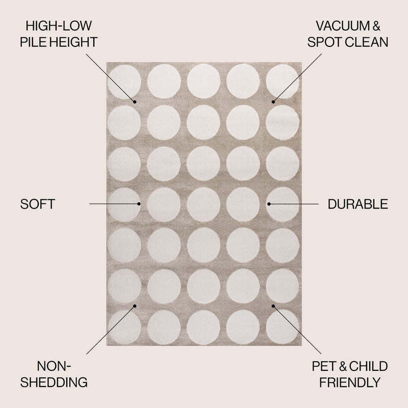 Adrian Modern Geometric Circle Dot High-Low Area Rug