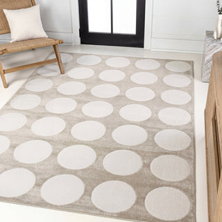 Adrian Modern Geometric Circle Dot High-Low Area Rug