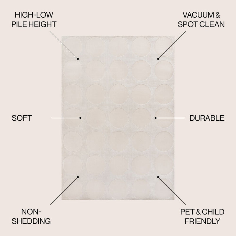 Adrian Modern Geometric Circle Dot High-Low Area Rug
