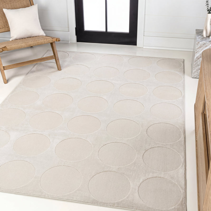 Adrian Modern Geometric Circle Dot High-Low Area Rug