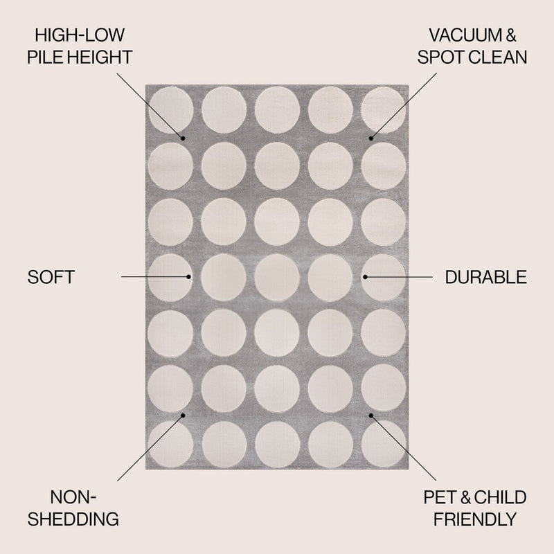 Adrian Modern Geometric Circle Dot High-Low Area Rug