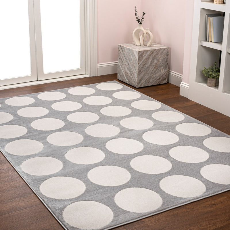 Adrian Modern Geometric Circle Dot High-Low Area Rug