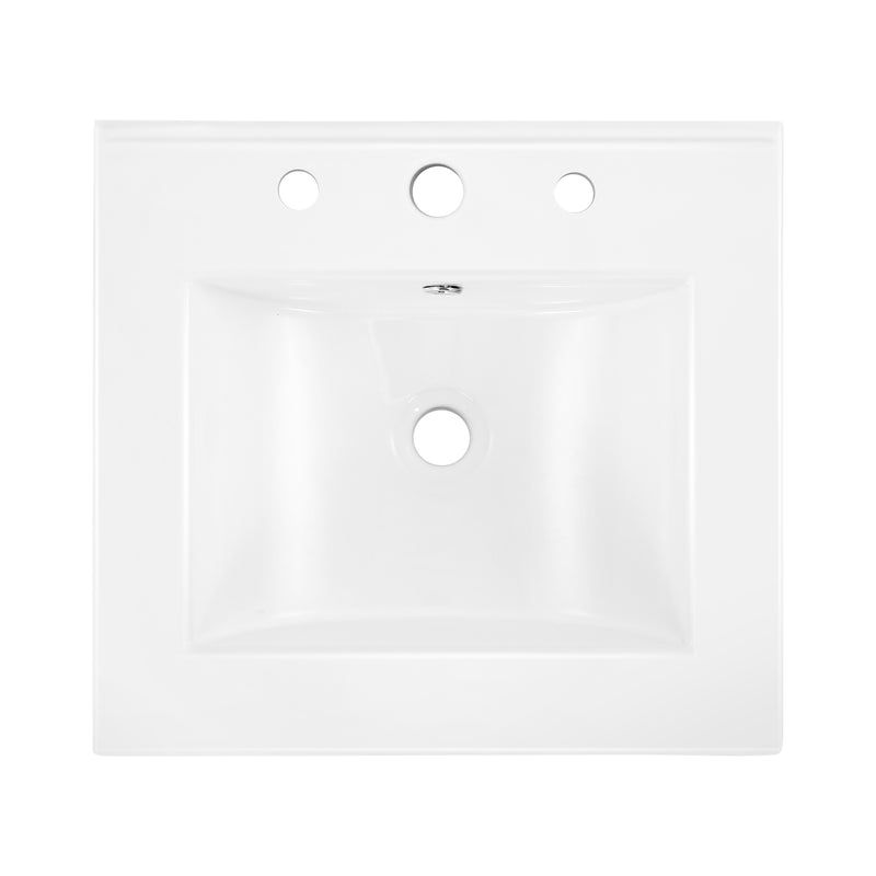 Ancillary 3-Hole 20 in. W x 18.25 in. D Classic Contemporary Rectangular Ceramic Single Sink Basin Vanity Top - JONATHAN Y