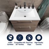 Ancillary 3-Hole Classic Contemporary Rectangular Ceramic Single Sink Basin Vanity Top