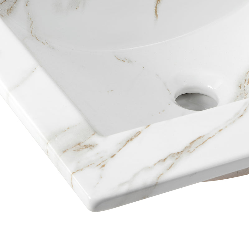 Ancillary 3-Hole 20 in. W x 18.25 in. D Classic Contemporary Rectangular Ceramic Single Sink Basin Vanity Top - JONATHAN Y