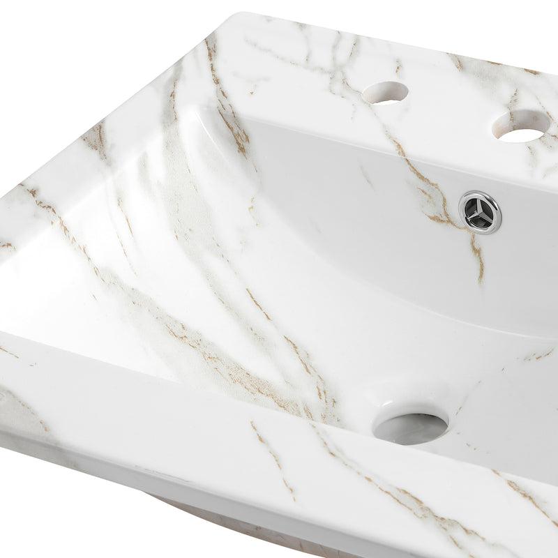 Ancillary 3-Hole 20 in. W x 18.25 in. D Classic Contemporary Rectangular Ceramic Single Sink Basin Vanity Top - JONATHAN Y