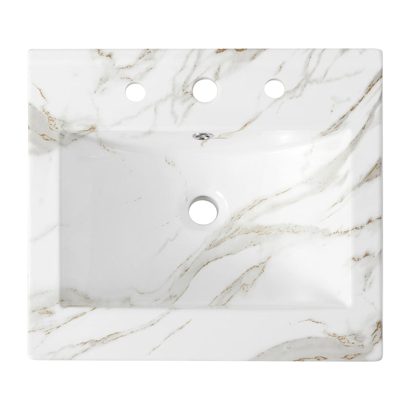 Ancillary 3-Hole 20 in. W x 18.25 in. D Classic Contemporary Rectangular Ceramic Single Sink Basin Vanity Top - JONATHAN Y