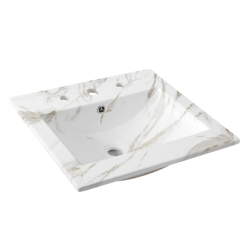 Ancillary 3-Hole 20 in. W x 18.25 in. D Classic Contemporary Rectangular Ceramic Single Sink Basin Vanity Top - JONATHAN Y