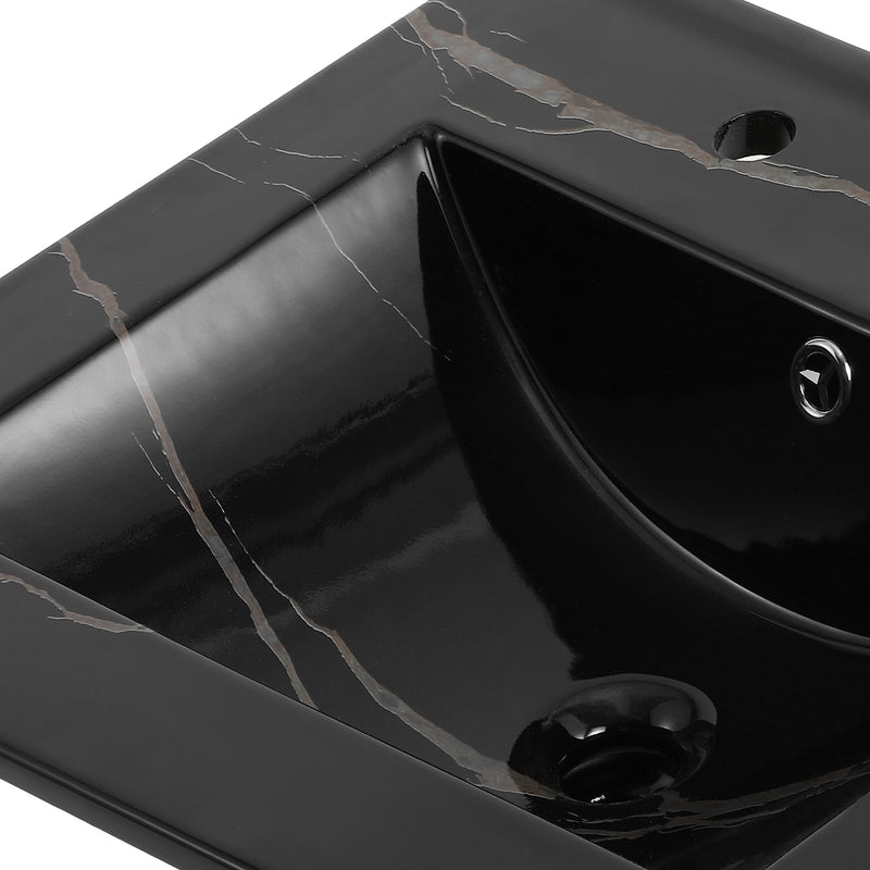 Ancillary 3-Hole 20 in. W x 18.25 in. D Classic Contemporary Rectangular Ceramic Single Sink Basin Vanity Top - JONATHAN Y