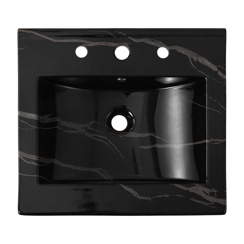 Ancillary 3-Hole 20 in. W x 18.25 in. D Classic Contemporary Rectangular Ceramic Single Sink Basin Vanity Top - JONATHAN Y