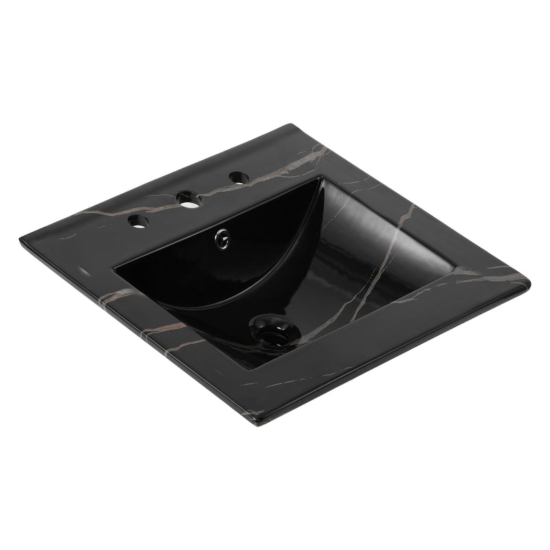 Ancillary 3-Hole 20 in. W x 18.25 in. D Classic Contemporary Rectangular Ceramic Single Sink Basin Vanity Top - JONATHAN Y