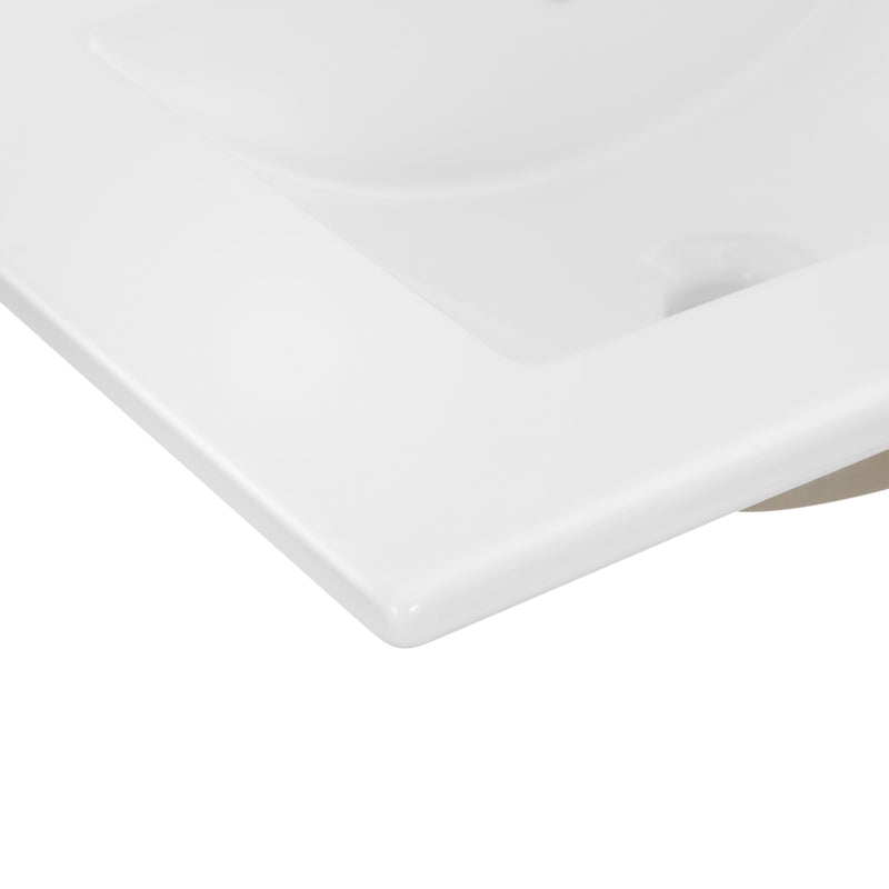 Ancillary 3-Hole Classic Contemporary Rectangular Ceramic Single Sink Basin Vanity Top