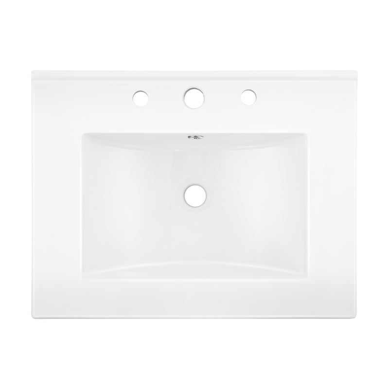 Ancillary 3-Hole Classic Contemporary Rectangular Ceramic Single Sink Basin Vanity Top