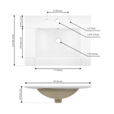 Ancillary 3-Hole Classic Contemporary Rectangular Ceramic Single Sink Basin Vanity Top