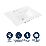 Ancillary 3-Hole Classic Contemporary Rectangular Ceramic Single Sink Basin Vanity Top