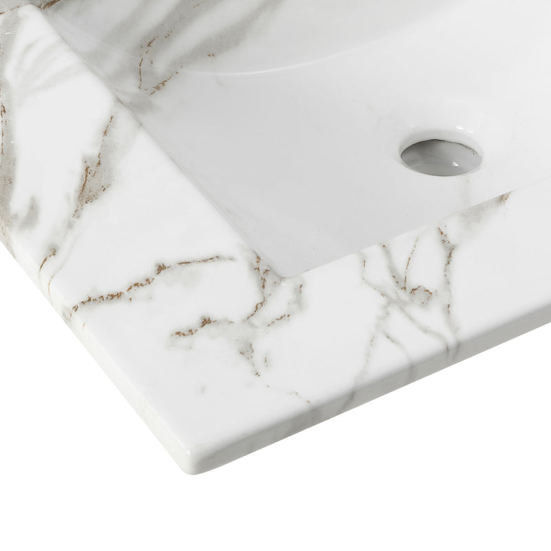 Ancillary 3-Hole Classic Contemporary Rectangular Ceramic Single Sink Basin Vanity Top