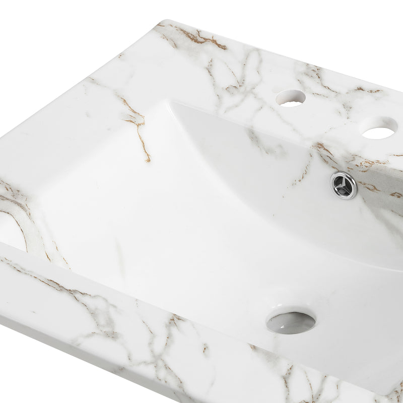 Ancillary 3-Hole Classic Contemporary Rectangular Ceramic Single Sink Basin Vanity Top